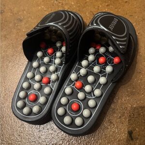 Black and Red Acupressure Massage Slippers